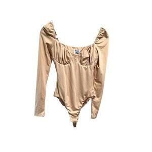 Princess Polly Long Sleeve Stretch Gathered Bust Bodysuit Women's Size 4 Y2K 90s